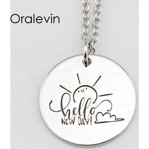 HELLO NEW DAY Pendant Charms Necklace Gift Jewelry 10Pcs/Lot #LN543