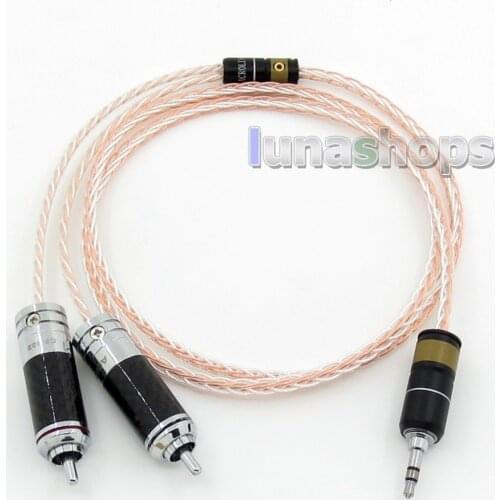 LN005751 1m Acrolink 3.5mm Male To 2 RCA Spitter Stereo HiFi Audio Cable 8 Cores OCC Silver Braided