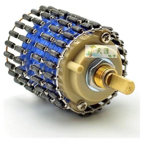 Taiwan-produced copper shaft 24-speed dual-channel British Henkel L-type volume potentiometer, attenuation: -66db~0db