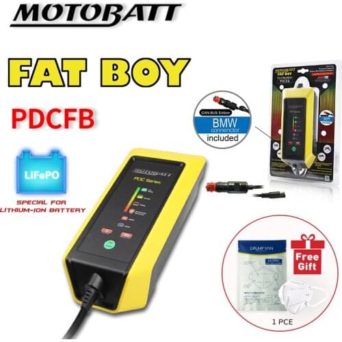 Motobatte 12V 2.0A Motorcycle Battery Charger Suit AGM Lead Acid Lithium and Standard Flooded Types Batteries Maintainer FAT BOY