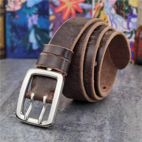 3.8CM Double Pin Stainless Steel Belt Buckle Thick Leather Belt Men Luxury Mens Belt Ceinture Mens Leather Belt Wide SBT0017