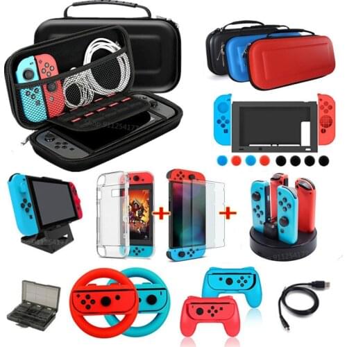Game Accessories Set For Nintend Switch Travel Carrying Bag Joycon Protective Cover Screen Film Protector Case Charging Dock