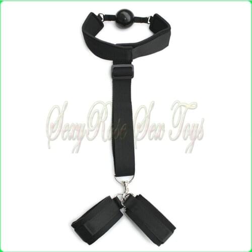 NINGMU Sexy Restraints Bondage Hand Cuffs Adult Sex Games Hand Cuffs with Open Mouth Gagged Ball Sex Toys Erotic Products