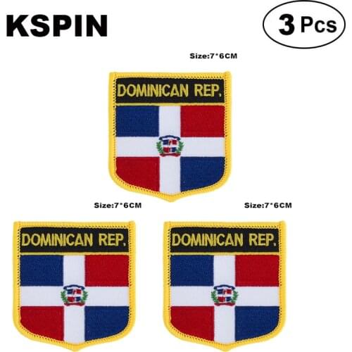 Dominican Rep. Shiled Shape flag patches national flag patches for Cothing DIY Decoration