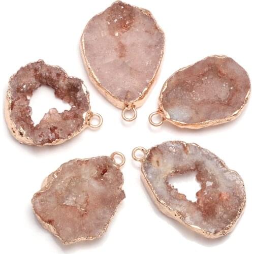 Natural Stone Crystal Cluster Pendants Irregular Shape Exquisite Charms For jewelry making DIY necklace earring accessories