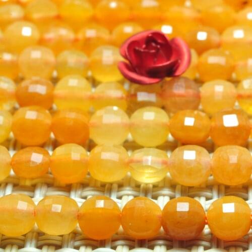 Natural Yellow Jade Faceted Coin Beads Wholesale Loose Gemstones Semi Precious Stones For Jewelry Making Diy Bracelet Necklace