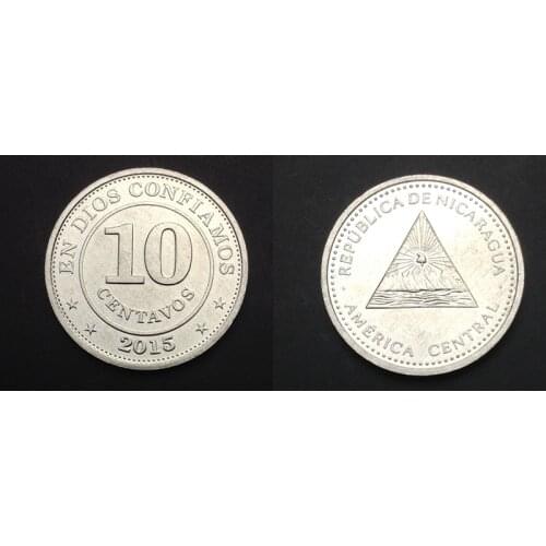 Nicaragua 10 cents 2015 100% Real Original Collection Coins Unc Genuine Coin