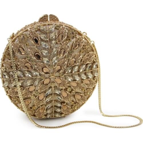 New Crystal Clutch Evening Bag for Women Metal Floral Ladies Evening Bags Wedding Party Chain Shoulder Bag Diamond Luxury Bag