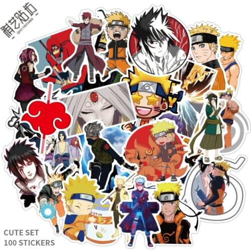 100PCS NEW Anime Naruto Sasuke Cartoon For Snowboard Laptop Luggage Fridge Car- Styling Vinyl Decal Home Decor Stickers