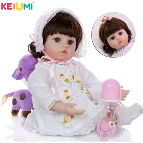Wholesale Vivid Silicone Vinyl Reborn 48cm Baby Dolls Fashion Curls Reborn Boneca Menina Stuffed Doll For Childrens Day Gifts