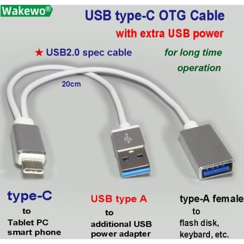 Type-C OTG power Cables with additional power USB-C male to type-A female cable for smartphone pad and computer