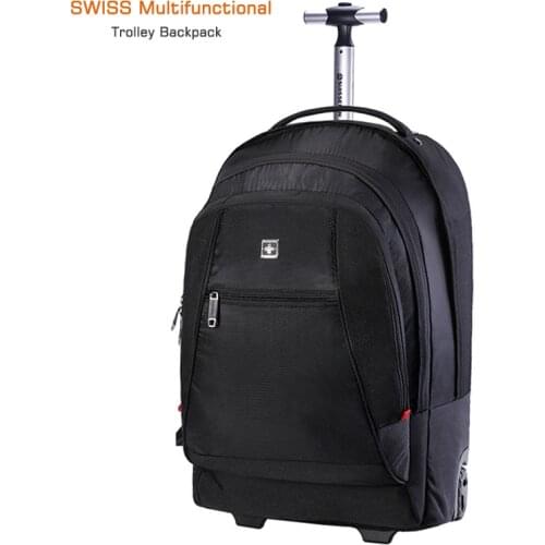2 in 1 50L Trolley Backpack Business Travel Bag Large Capacity Waterproof Suitcase Laptop Backpack Swiss Multifunctional Luggage