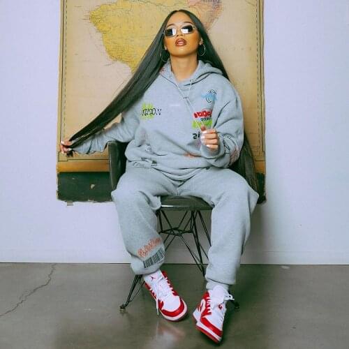 Hooded Tracksuit Two Piece Set Drawstring Top Joggers Pants Women Sportwear Loungewear Sweat Suit 2 Piece Set Hoodies Sweatpants