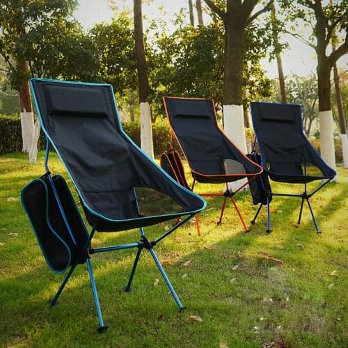 Outdoor Moon Chair Heightening Large Fishing Chair Folding Chair Camping Armchair Aluminum Alloy Leisure Chair