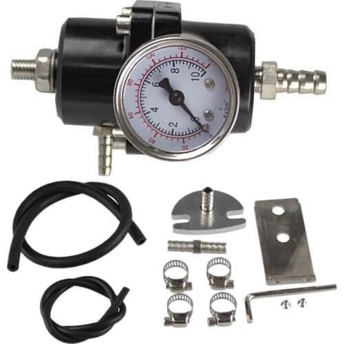 Universal Car Fuel Pressure Regulator 0-140PSI Adjustable Pressure Reducer with Pressure Gauge