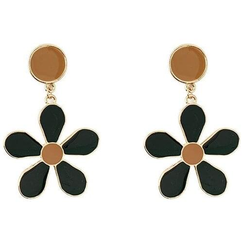 Vintage Big Flowers Green Earrings Korean Fashion Dangle Earrings