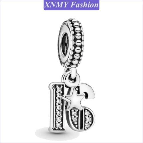 XNMY Hight Quality Silver Color Beads 16th Celebration Charm Fit Original Pandora Charms For Women Diy Bracelet Valentine Gifts