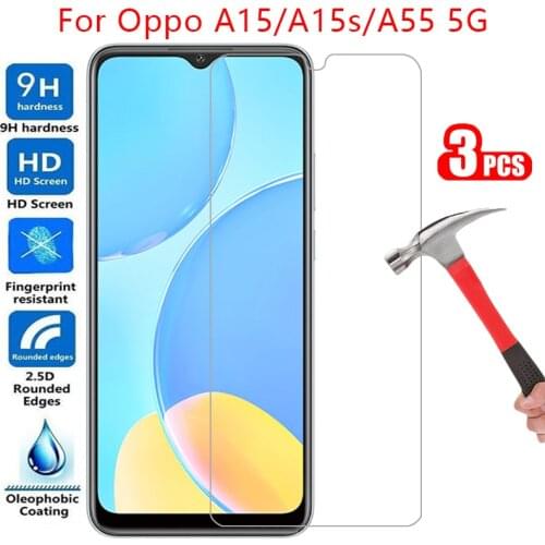 Tempered glass screen protector for oppo a15 a15s a55 5g case cover on a 15 s 15s 55 15a 55a protective phone coque bag 360 film