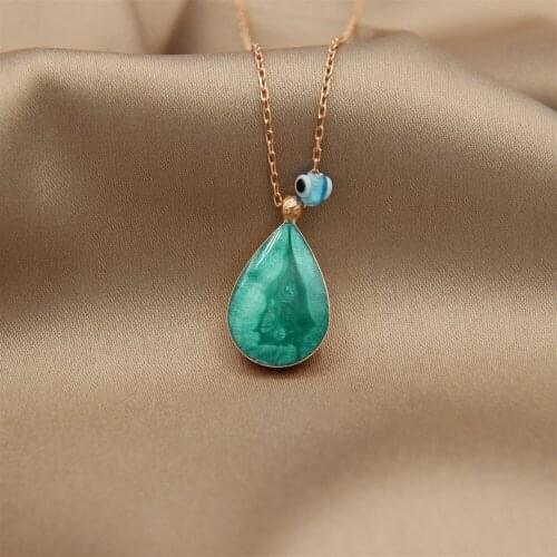 Green Pearlescent Evil Eye Necklace