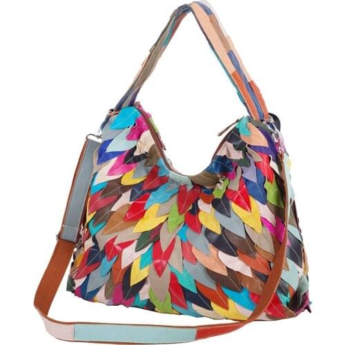 Ladies Large Capacity Casual Tote Hand Bags Genuine Leather 2021 Women Fashion Patchwork Shoulder Business Travel Bag