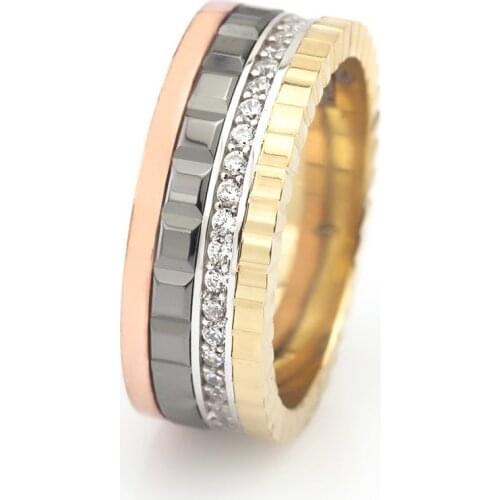 Tesbihane Four Color Design Zircon Stone 925 Sterling Silver Women Wedding Rings