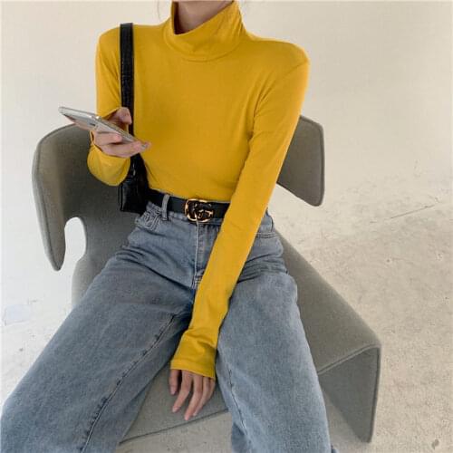 Woman Sweaters Pullover Top Fall Slim Fit Knitted Turtleneck Long Sleeve T-shirt Women Femme Chandails