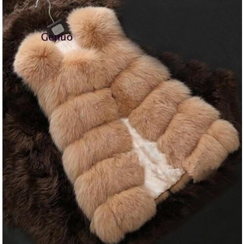 Womens Winter Faux Fur Sleeveless Warm Vest Plaid Black Solid Waistcoat Ladies Jacket 2020 Autumn Elegant Fashion Female Vests