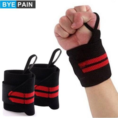 1Pair BYEPAIN Professional Quality Wrist Straps Support Braces Wraps Belt Protector With Thumb Loops for Powerlifting,Men Women