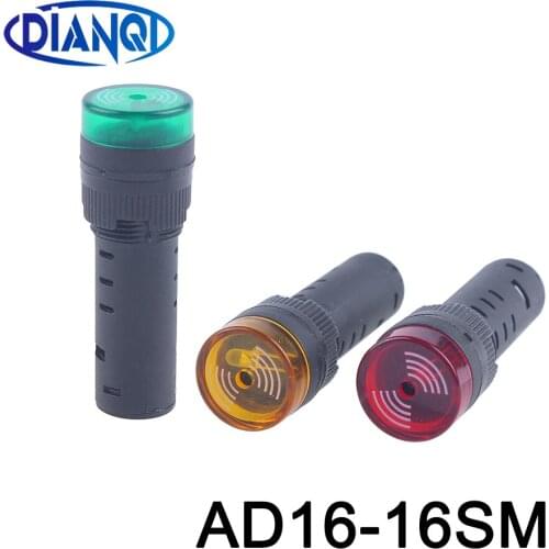 1pc colorful AD16-16SM 12V 24V 220V 16mm Flash Signal Light Red LED Active Buzzer Beep Alarm Indicator Red Green Yellow