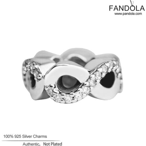 100% 925 Sterling Silver Infinite Love Spacer Charm Beads for Jewelry Making Fits Original Bracelets Women Girls DIY Gift Kralen