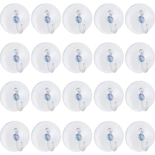20 X Suction Cups Clear Plastic Cups with Metal Hooks Window Decoration Cabinet Sucker Perfect for Hanging Christmas Decorations