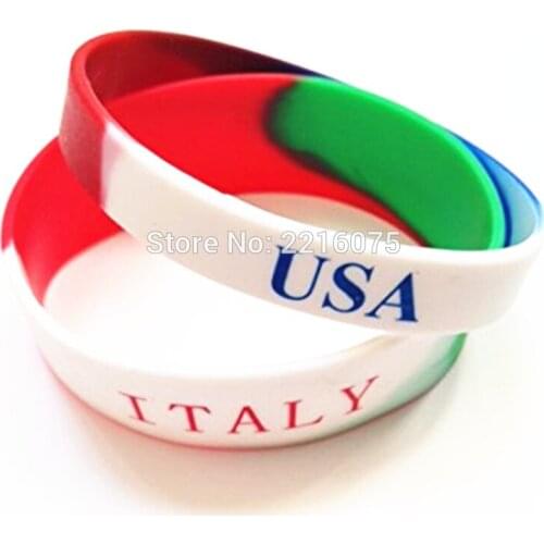 300pcs Flag World Cup USA Italy wristband silicone bracelets free shipping by DHL express