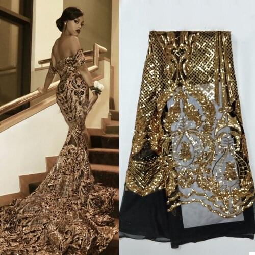 African Sequins Net Lace Fabric 2021 High Quality Lace Embroidery French Mesh Lace Fabric For Nigerian Party Dress