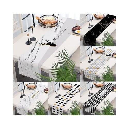 Black and white Nordic elk geometric design table flag cotton and linen table mat tea table cloth tablecloth bed flag