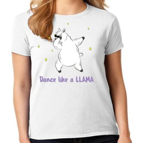 DANCE LIKE A LLAMA, Cute, Cool, Ladys White T-Shirt, T-1652 L@@K