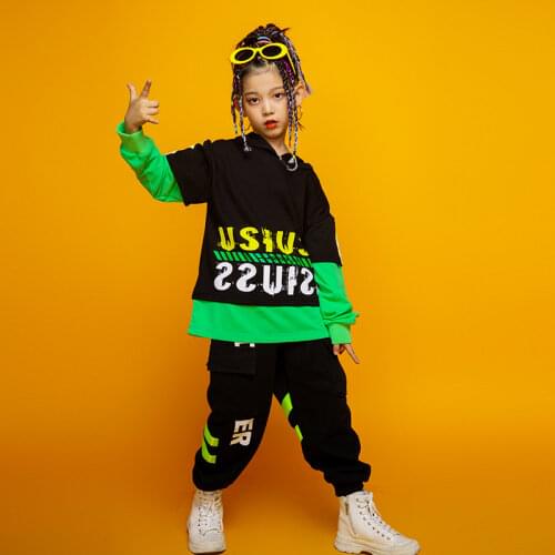 Kids 2 Pieces Sets Hoodie Pant Boy Girl Streetwear Stage Show Hip Hop Dance Costumes Children Sport Tracksuit Sweatshirt Trouser
