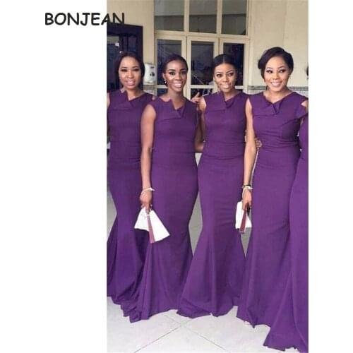 Elegant Bridesmaid Dresses V Neck Mermaid Bridesmaid Dress for Black Girls on Wedding Party Gowns