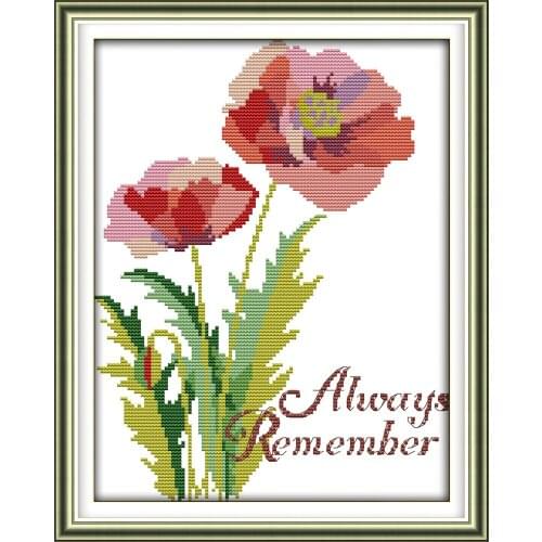 Joy Sunday Poppy (9) Chinese Cross Stitch Kits Ecological Cotton Clear Stamped Printed 14CT 11CT DIY Wedding Decoration For Home