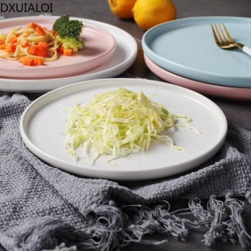 DXUIALOI Nordic Style Ceramic Steak Plate Home Creative Dish Plate Dim Sum Western Afternoon Tea Plate Breakfast Tableware
