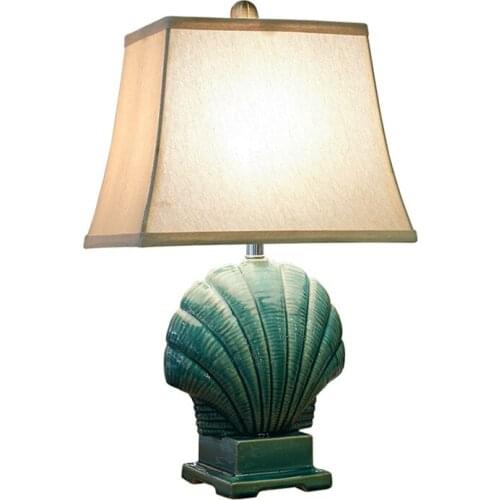 Mediterranean shell ceramic table lamps bedroom bedside lamp American pastoral modern home warm living room desk lights lighting