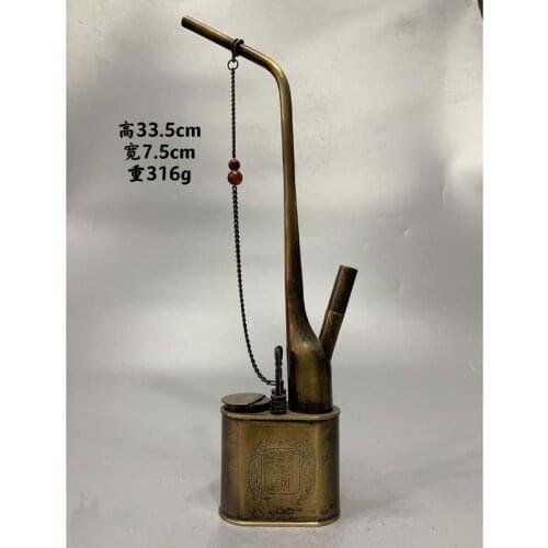 Chinese Old Antiques Early collection Carving brass pipe hookah bag tobacco pot pure copper Handmade Smoking Pipe