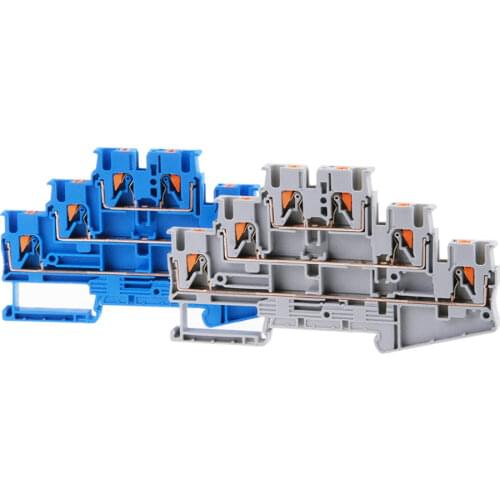 Din Rail Terminal Block PT2.5-3L Electrical Triple Layer Spring Wiring Connection Wire Conductor Connector On Din Rail 1 Piece