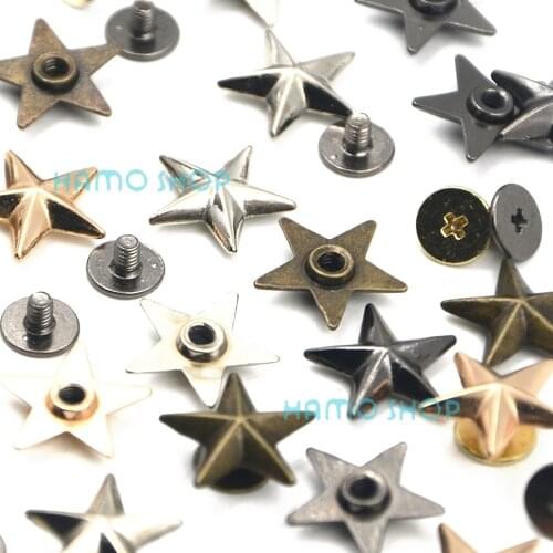 10pcs Metal Star Rivets Studs Spikes Spots Buttons LeatherCraft DIY For Belt Bag Scrapbooking Shoes Cap Tags Clothes Accessories