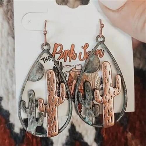 Cute Geometric Cactus Drop Earrings Bohemian Womens Earrings Fashion Dangle Earrings Womens Wedding Party Jewelry Gifts