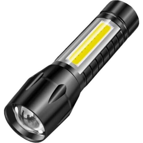 LED Mini Flashlights with COB Side Light, Q5 350lm Bright Flashlight with Lanyard, Zoomable Torch Light for Kids, Night Reading