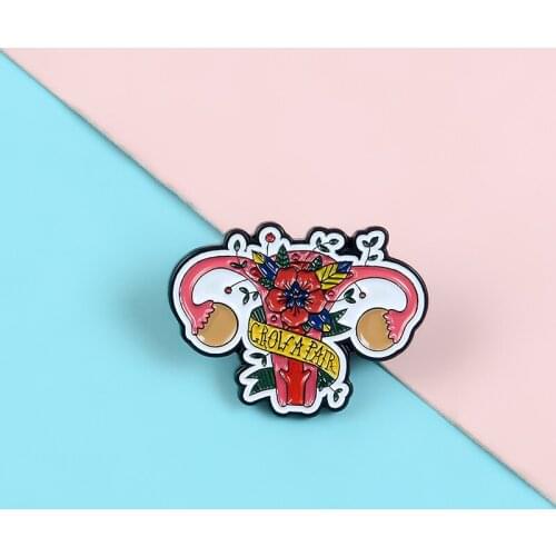Fashion Plant Flowers Uterus Body Organ Enamel Brooch Custom Alloy Badge Clothes Bag Pin Woman Jewelry Gift For Friend
