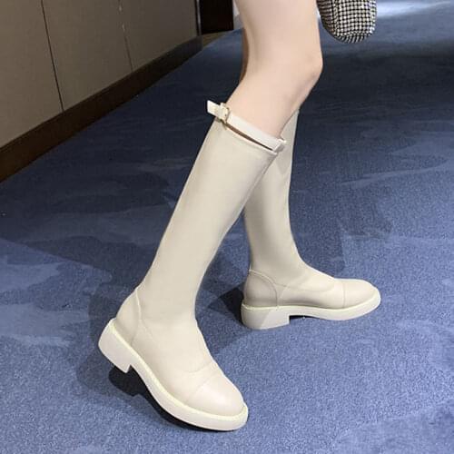 Fashion Women Boots Winter Thigh High Boot 2021 Over The Knee High Boots Leather Platform Boots Black Beige Round Toe Boots