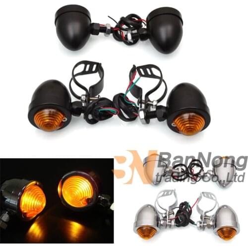 Motorcycle Modified Front&Rear Metal Turn lights with fixture Signal lamp For Harley XL 883 1200 Magna Shadow Steed 400 600 750