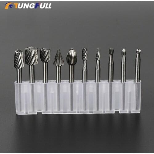 Wood Carving Milling Cutter Set High Speed HSS Routing Router Bits 10pcs/set Engraving Wood Working for Dremel Tools