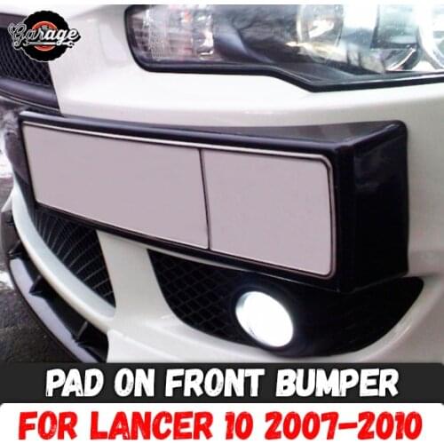 Pad on front bumper for Mitsubishi Lancer 10 2007-2010 ABS plastic podium of license plate cover accessories car tuning styling